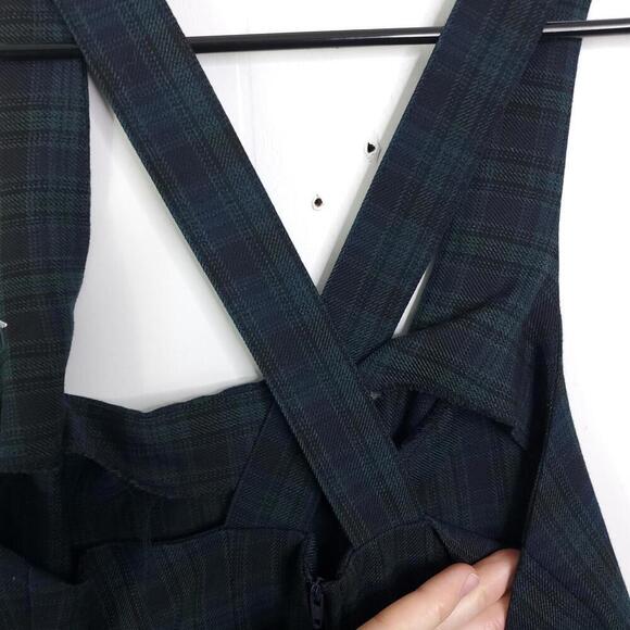 Vintage Dress Womens 2 Knapp Studio Jumper Midi Tartan Plaid Crossed Back - Picture 9 of 10